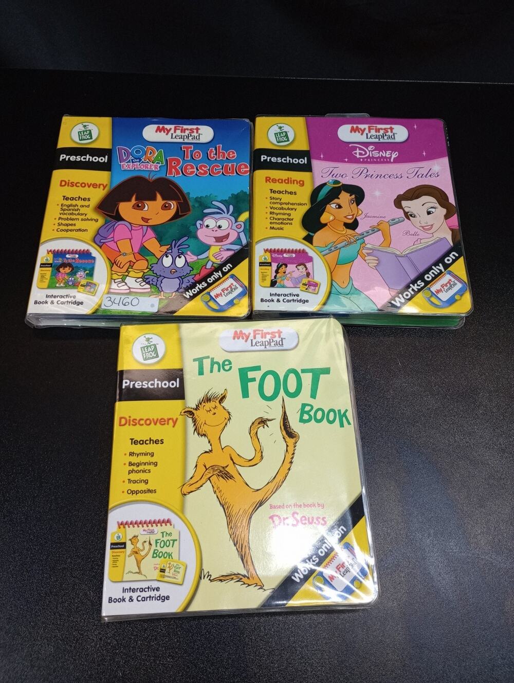 MY FIRST LEAP PAD BOOK AND GAME Dr Seuss, Dora the Explorer, Disney Princess